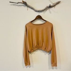 Nasty Gal Tan Cropped Longsleeve Pullover